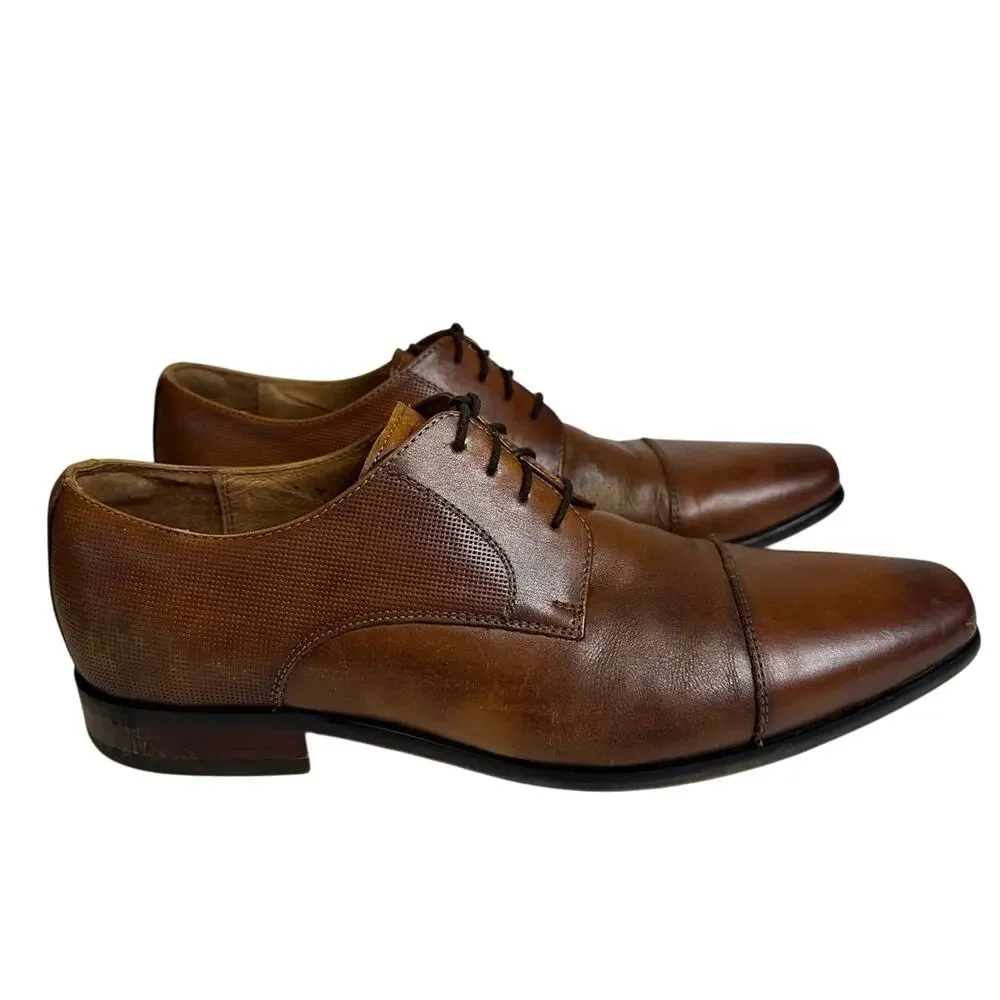 Florsheim Men’s Leather Cognac Brown Lace Up Cap Toe‎ Oxford Size 10D